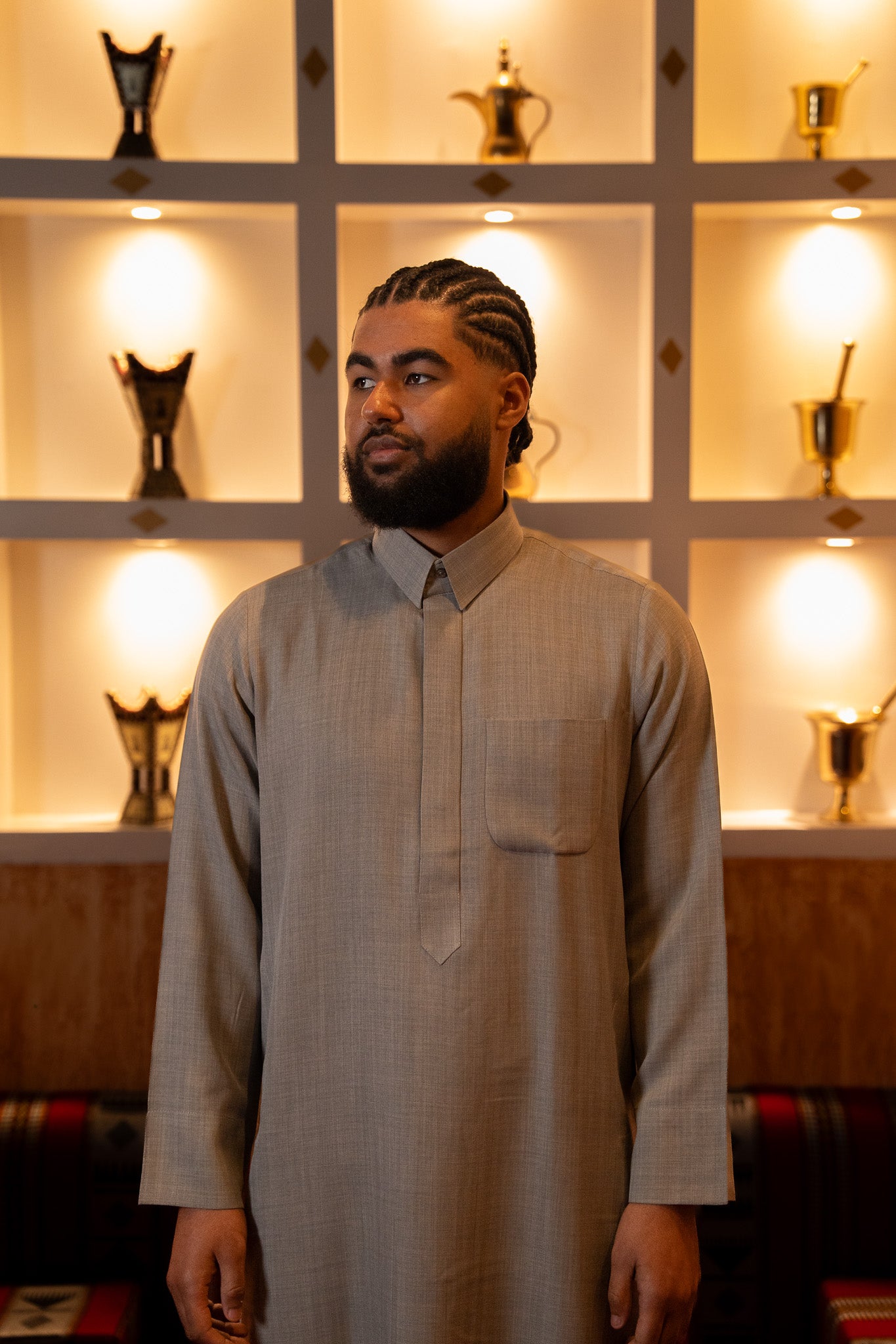 Premium Yemeni Qamees Stone Grey