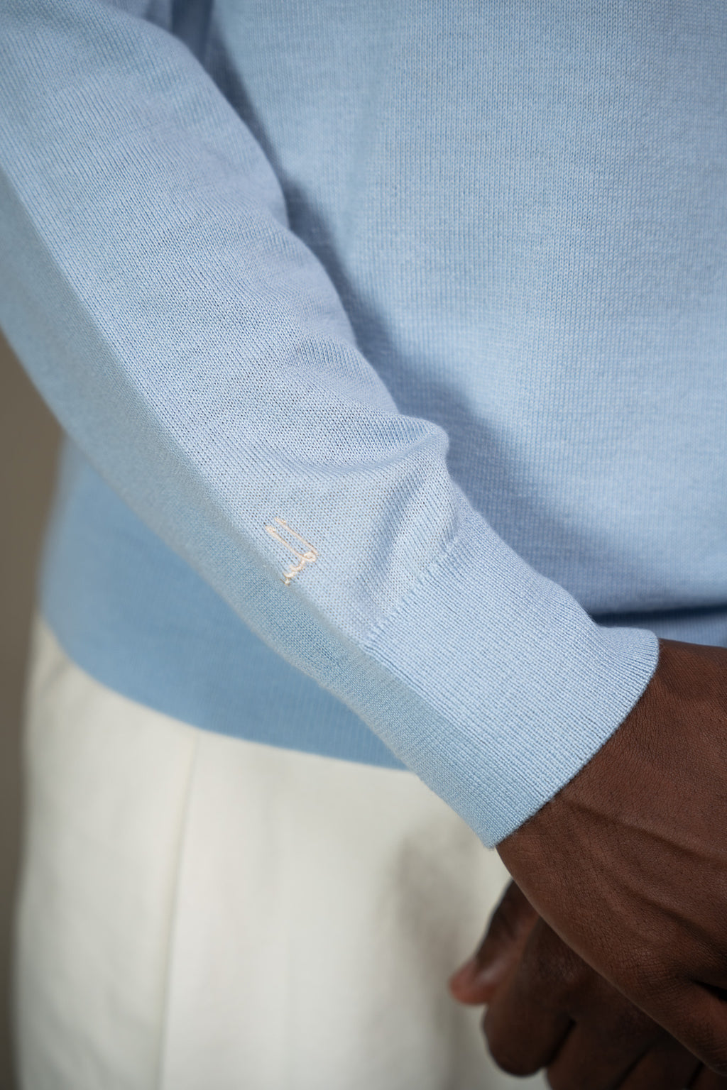 Merino Long Sleeve Polo Baby Blue