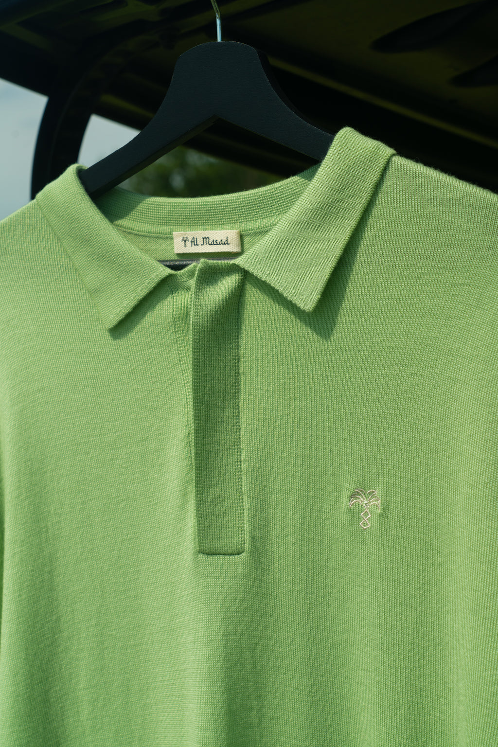 Merino Longsleeve Polo Pistachio Green