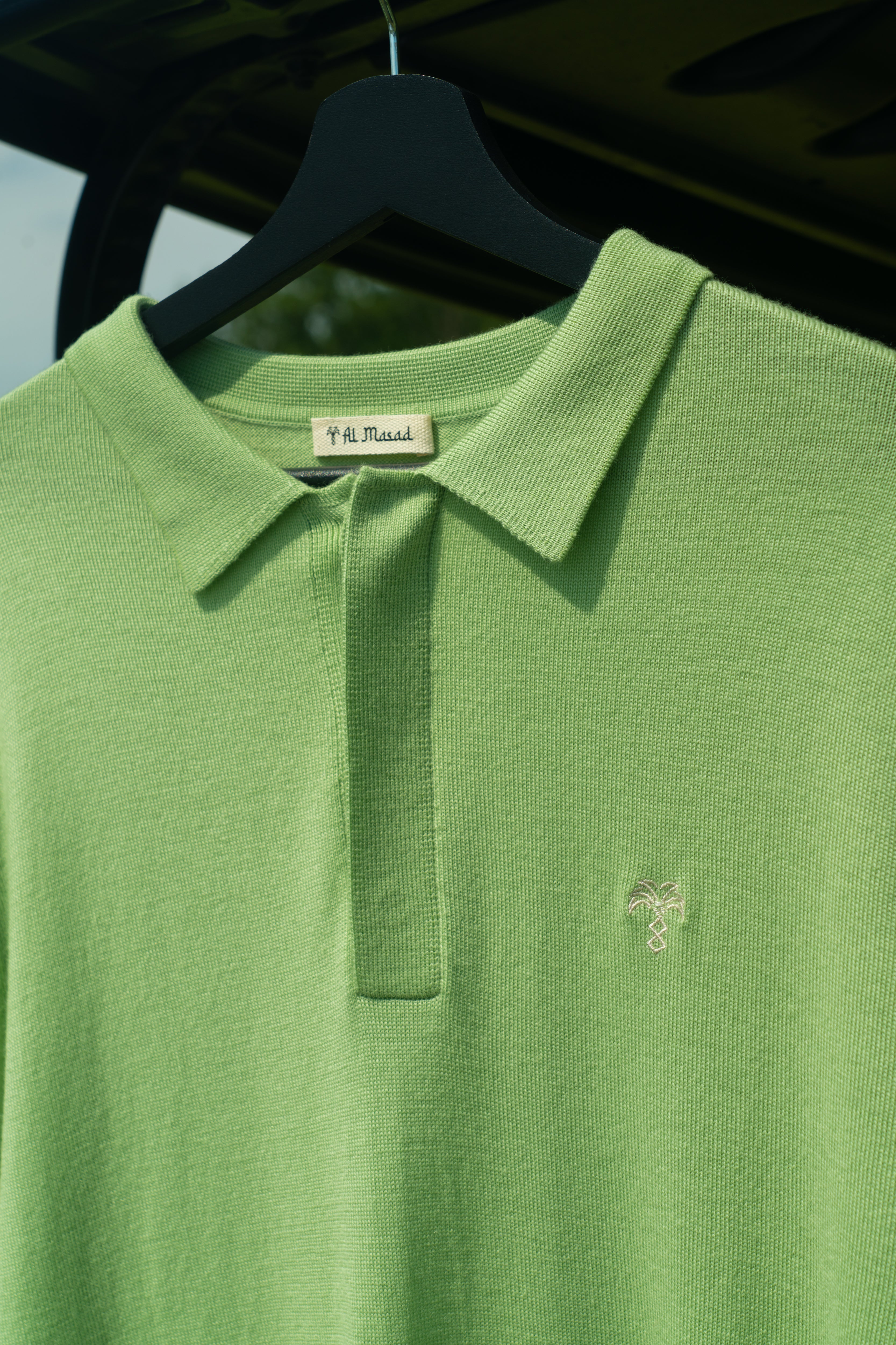 Merino Longsleeve Polo Pistachio Green
