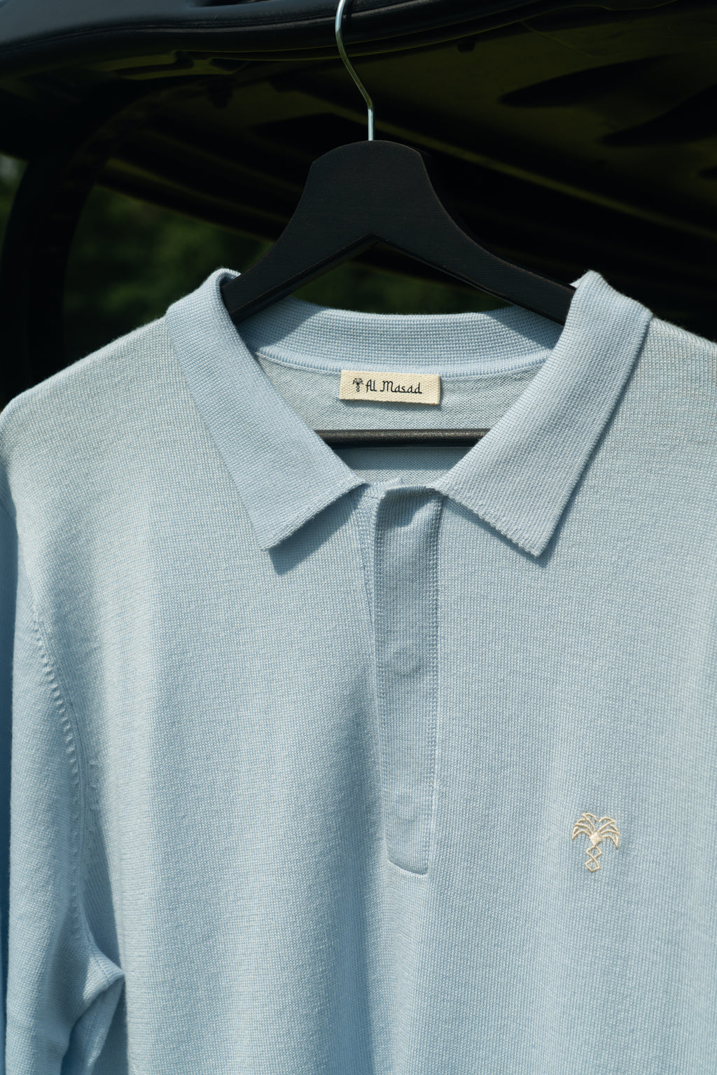 Merino Long Sleeve Polo Baby Blue