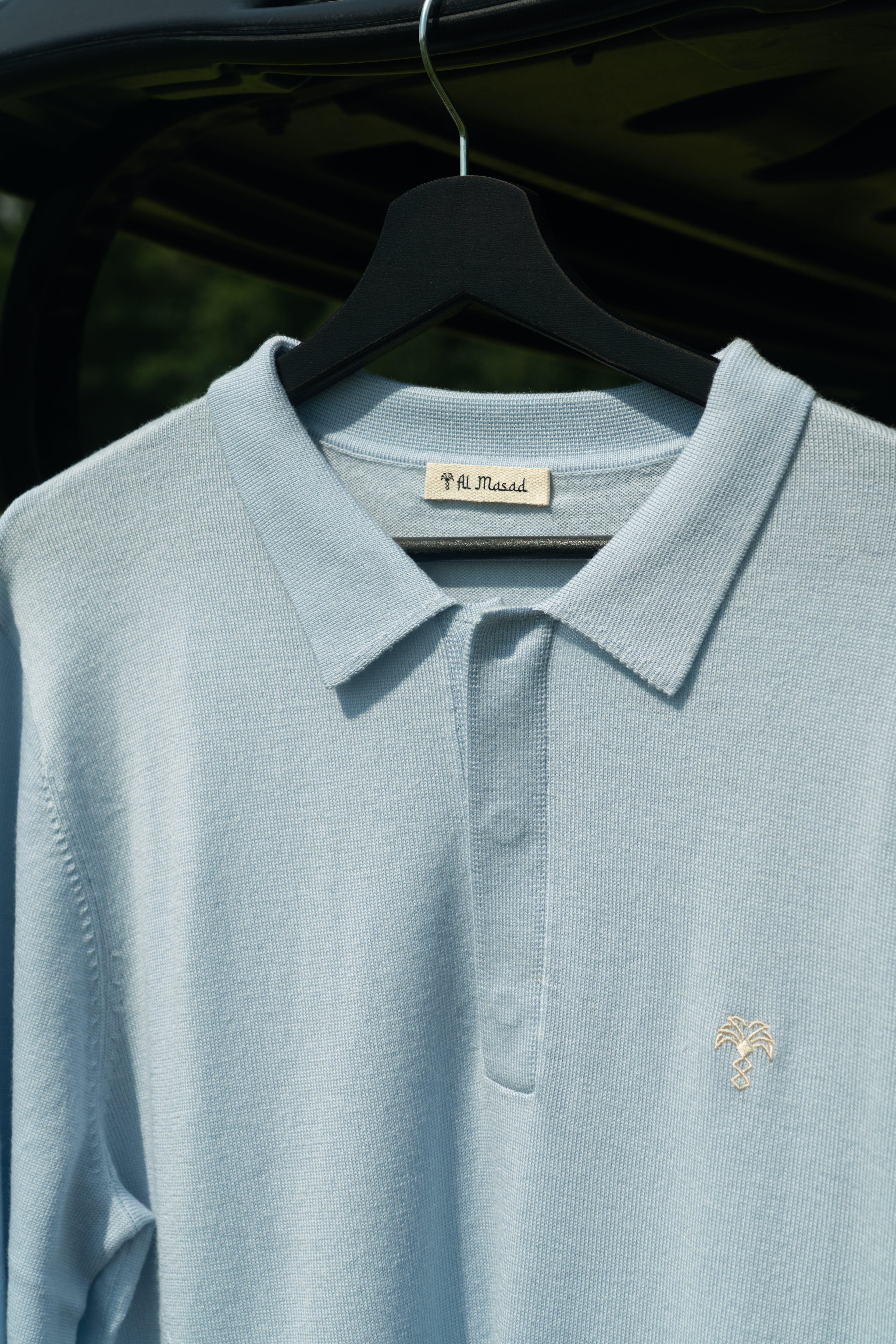Merino Long Sleeve Polo Baby Blue