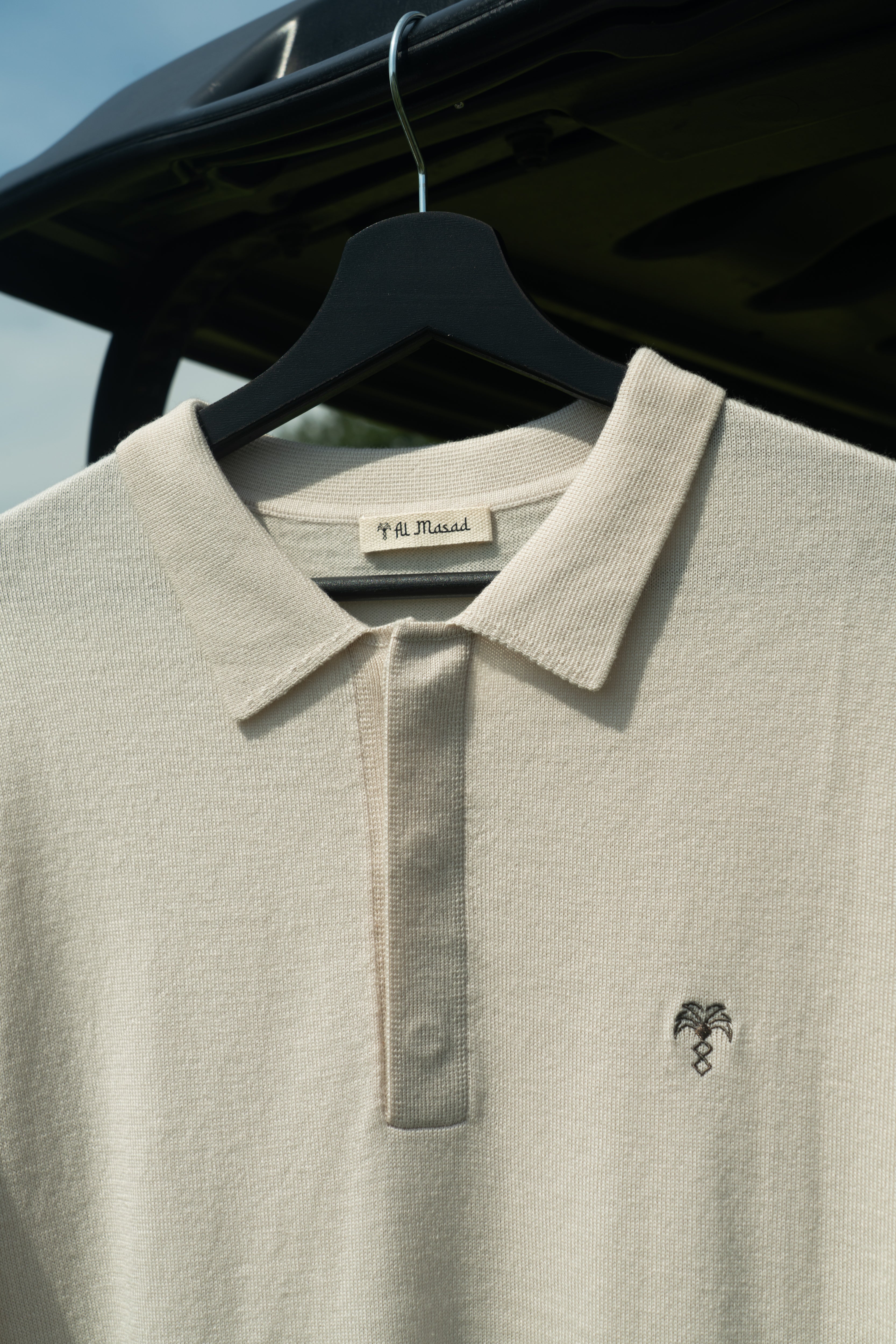 Merino Long Sleeve Polo Sand Beige