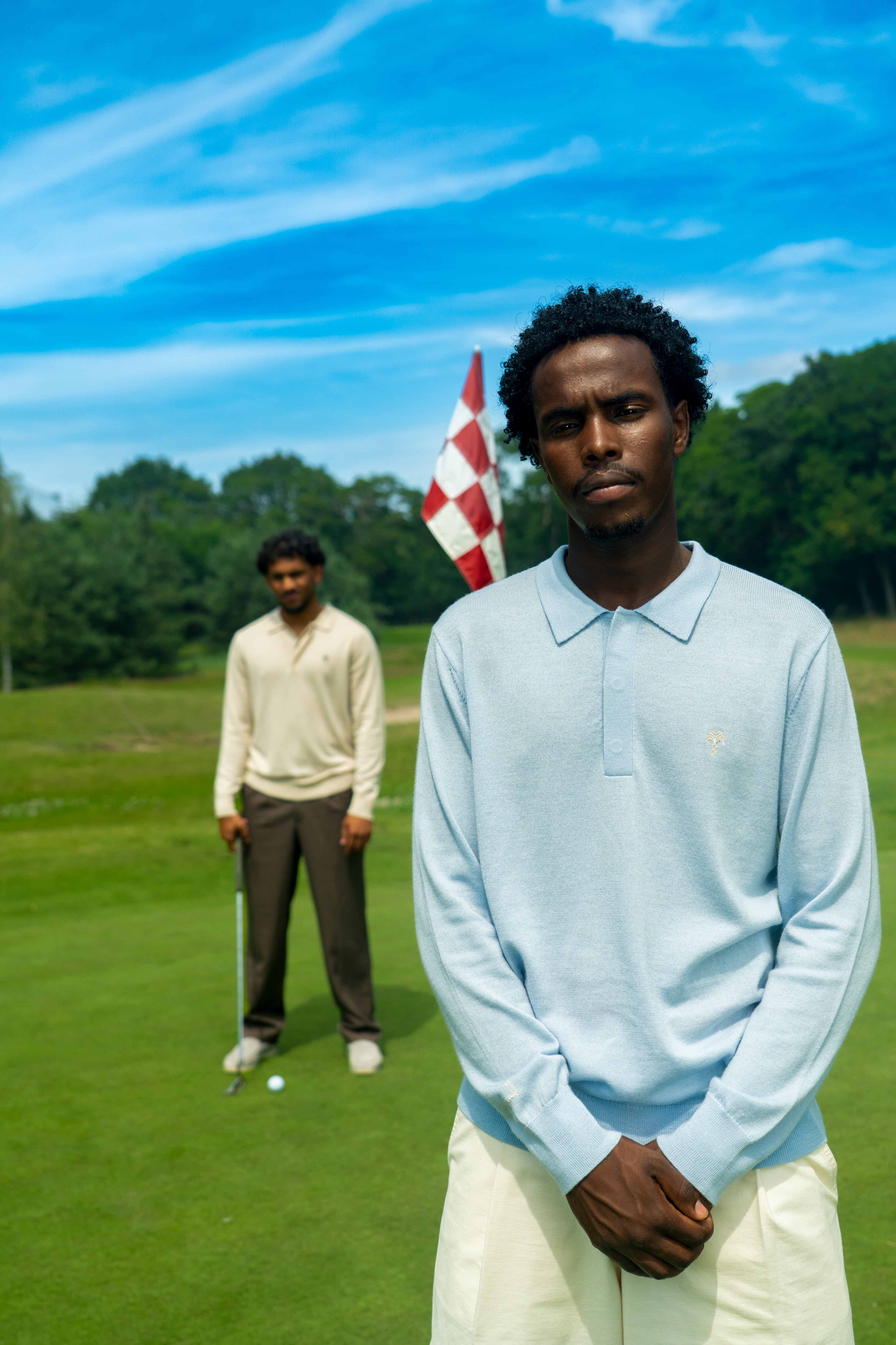 Merino Long Sleeve Polo Baby Blue